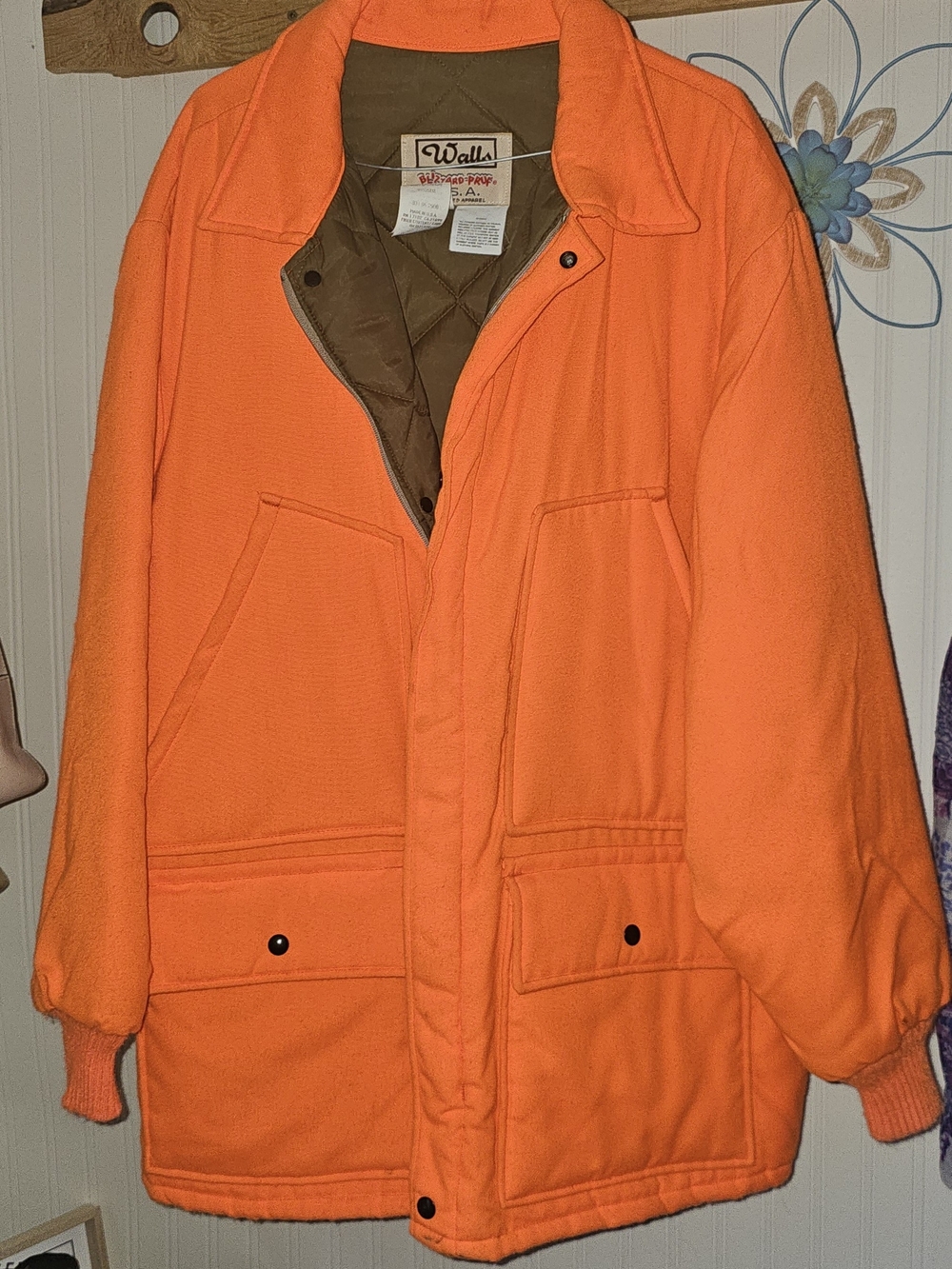 Walls Mens Orange Quilted Utility Coat
